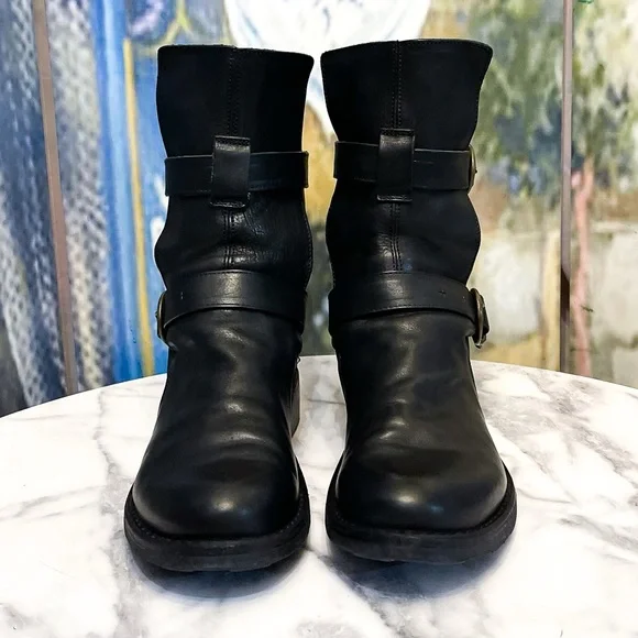Fiorentini + Baker Eternity 713 Black Leather Biker Boots Size 37 EUC - Picture 3 of 10